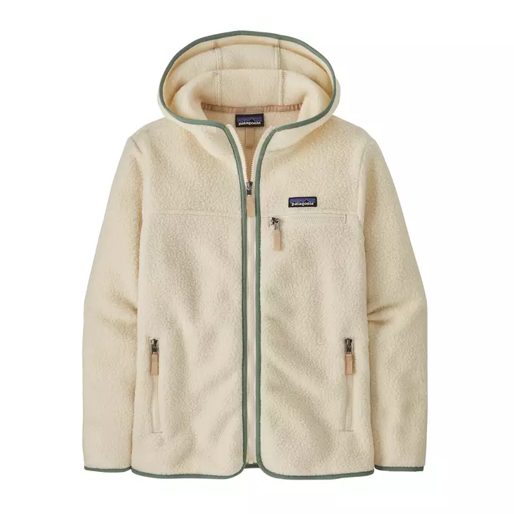 Patagonia Womens Retro Pile Hoody Natural w Ellwood Green - Naisten paidat - 198077742500 - 1