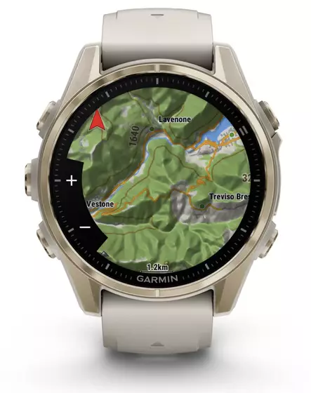 Garmin Fenix 8 - 43 mm AMOLED Sapphire Soft Gold with Fog Gray/Dark Sandstone Silicone Band - Kellot ja GPS - 010-02903-11 - 2