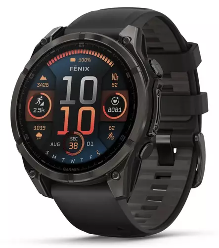 Garmin Fenix 8 - 47 mm AMOLED Sapphire Carbon Gray DLC Titanium with Black/Pebble Gray Silicone - Kellot ja GPS - 010-02904-21 - 1