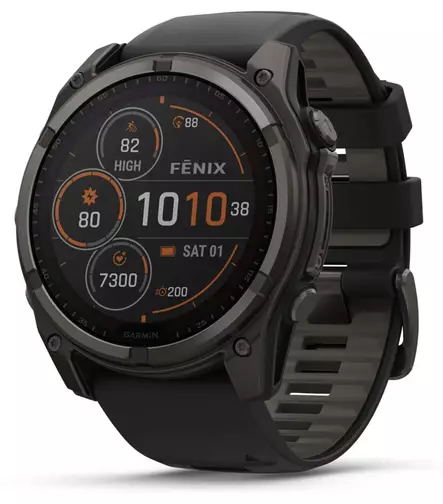Garmin Fenix 8 - 51 mm Solar Sapphire Carbon Gray DLC Titanium with Black/Pebble Gray Silicone - Kellot ja GPS - 010-02907-11 - 1