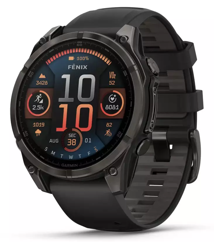Garmin Fenix 8 - 47 mm AMOLED Sapphire Carbon Gray DLC Titanium with Black/Pebble Gray Silicone - Kellot ja GPS - 010-02904-21 - 1