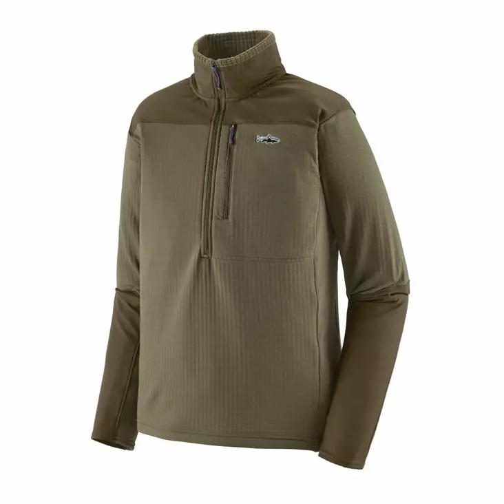 Patagonia M's R1 Fitz Roy ¼ Zip Sage Khaki -fleecepaita - Aluspaidat - 194187654122 - 1