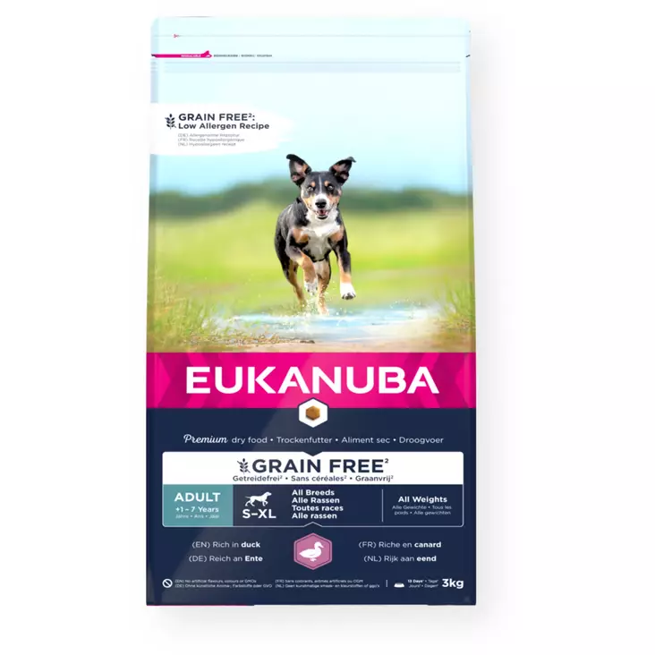 Eukanuba Grain Free Adult All Breed Duck - Koiran kuivaruoka - 8710255188003 - 1