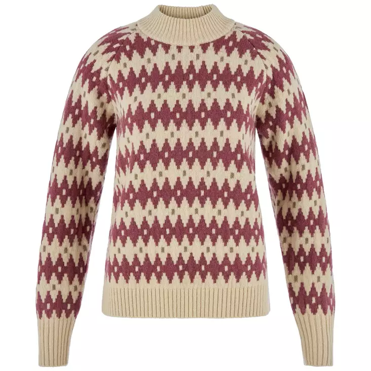 Fjällräven Jacquard Knit W Chalk White-True Red - Paidat - 7323451213533 - 1