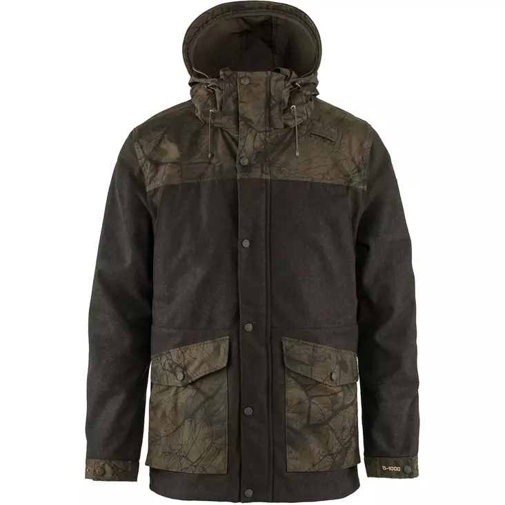 Fjällräven Värmland Wool JKT M Dark Olive/Dark Olive Camo - Retkeilytakit - 7323450639013 - 1