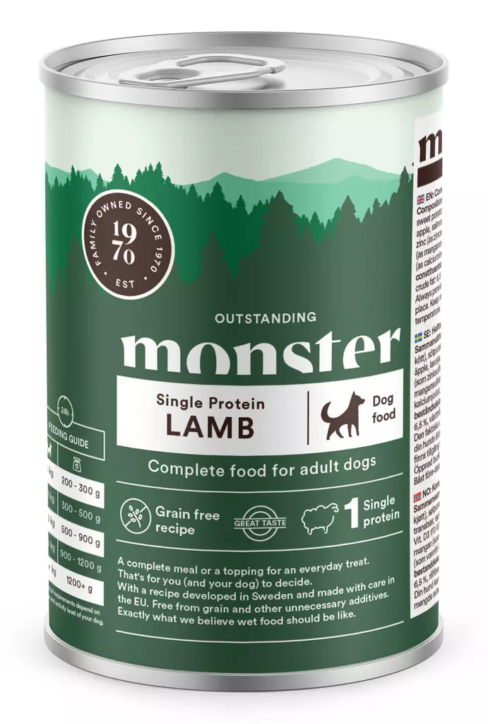 Monster Dog Adult Single Lamb 400g - Koiran märkäruoka - 7350040124413 - 1