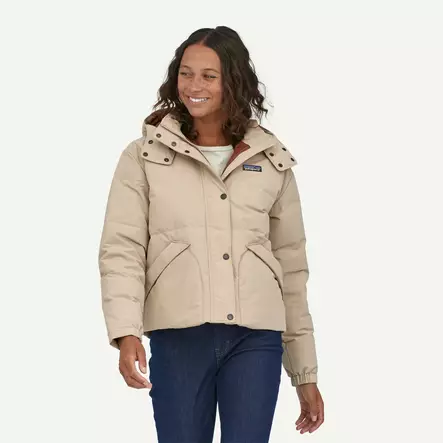 Patagonia Womens Downdrift Jacket Oar Tan w Seabird Grey - Naisten takit - 198077475545 - 2