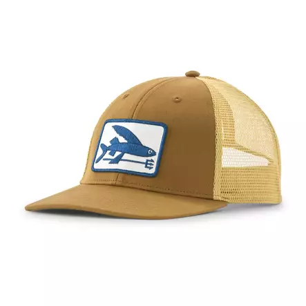 Patagonia Flying Fish LoPro Trucker Hat Fitz Roy Fish Bobcat Brown - Lippikset - 198077727736 - 1