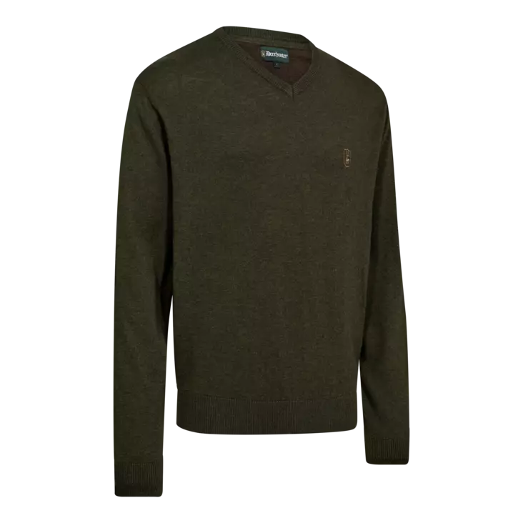 Deerhunter Harrington V-Neck Knit Forest Ember Melange - Fleecetakit - 5702827236246 - 1