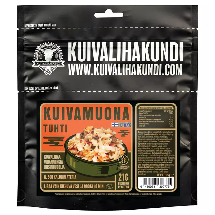 Kuivalihakundi Kuivamuona Tuhti 125g - Retkiruuat ja -keittimet - 6430063302386 - 3