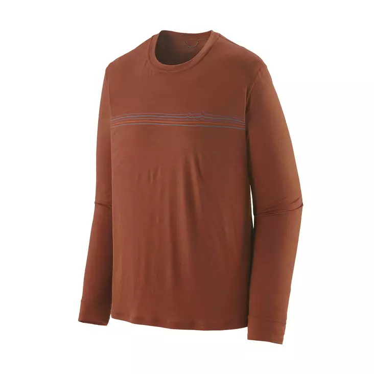 Patagonia Mens Long Sleeved Cap Cool Merino Shirt Sisu Brown - Aluspaidat - 195699185876 - 1