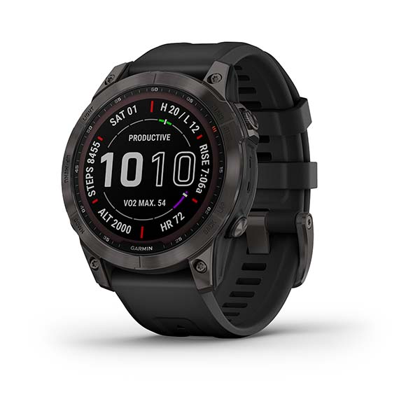 Garmin Fenix 7 Sapphire Solar Musta DLC-titaani ja musta hihna - Kellot ja GPS - 0753759278168 - 1