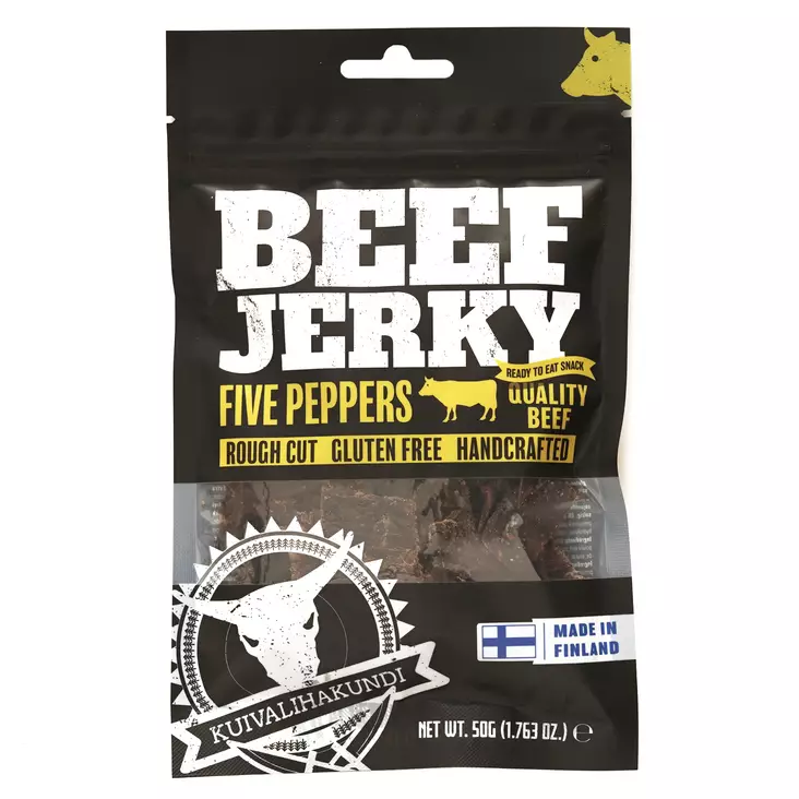 Kuivalihakundi Beef Jerky Five Peppers - Retkiruuat ja -keittimet - 6430063300078 - 1