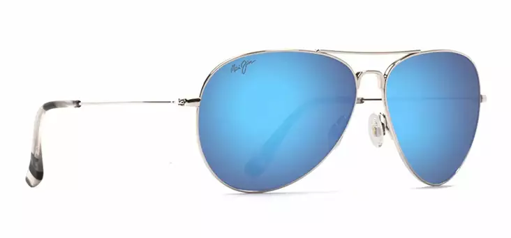 Maui Jim Mavericks - Silver Titanium Frame with Blue Hawaii Lens - Aurinkolasit - 603429035648 - 1
