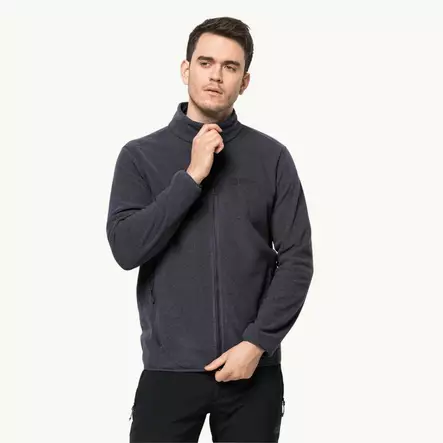 Jack Wolfskin Mens Skywind Full-Zip Jacket Ebony - Fleecetakit - 4064993552119 - 2