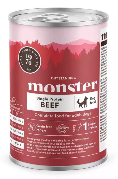 Monster Dog Adult Single Beef 400g - Koiran märkäruoka - 7350040124369 - 1