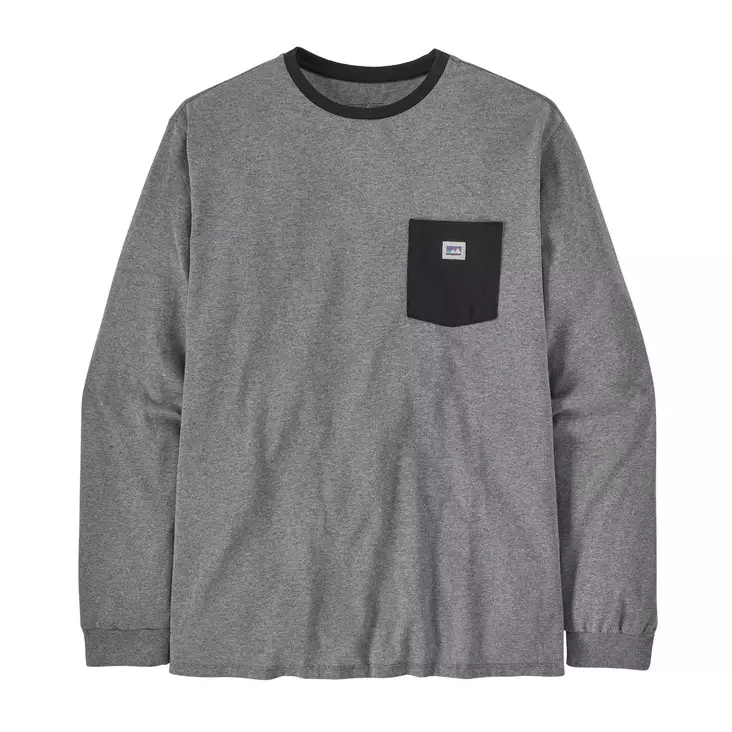 Patagonia L/S Shop Sticker Pocket Responsibili-Tee Gravel Heather - Paidat - 196924541139 - 1