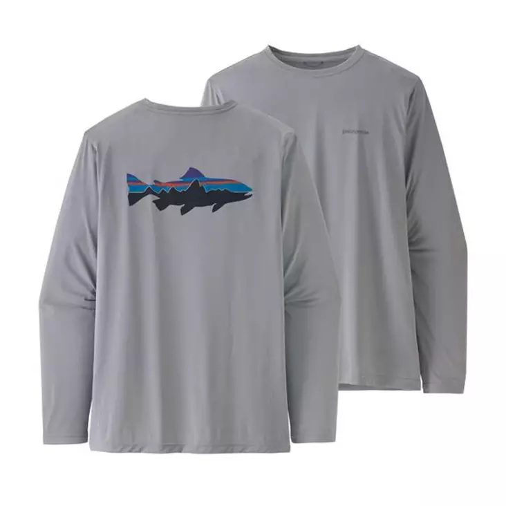 Patagonia M's LS Cap Cool Daily Fish Graphic Shirt Salt Grey - Aluspaidat - 194187730529 - 1