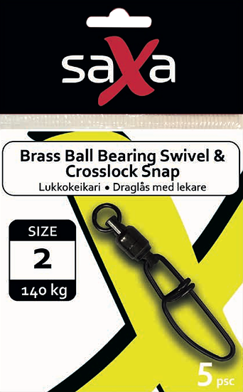 Saxa Brass Ball Bearing Swivel & Crosslock Snap - Lukot ja leikarit - BrassBallBearingSw - 1